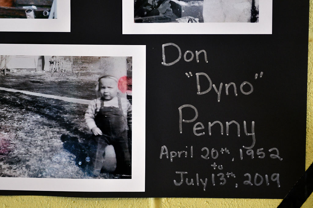 A board of old photographs of Dyno was set up in the Lupus Town Hall